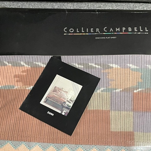 Collier Campbell combed cotton‎ King Flat Sheet Zuni 1991 vintage New southwest - Picture 2 of 10